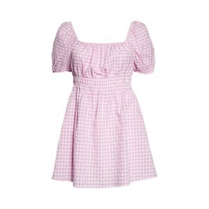 BP Shirred Purple Gingham Print Puff Sleeve Prairie Dress Size XL